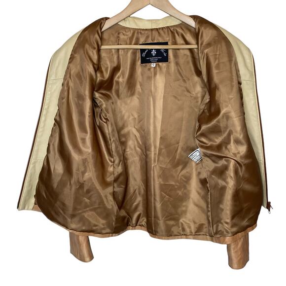 Denis Leather Works Tan Italian Leather Jacket Women’s size 42 / US 6 - Picture 5 of 7